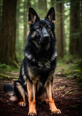German Shepherd in a Forest
