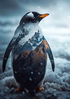 Double Exposure Penguin Landscape