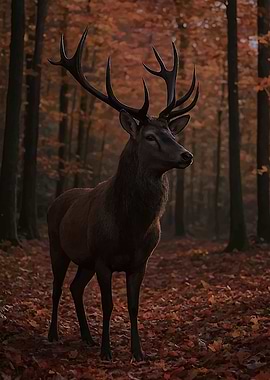 Majestic Stag in Autumn Forest