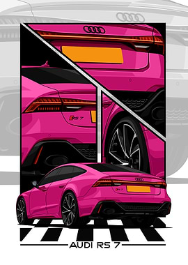 Pink Audi RS 7 Car Illustration