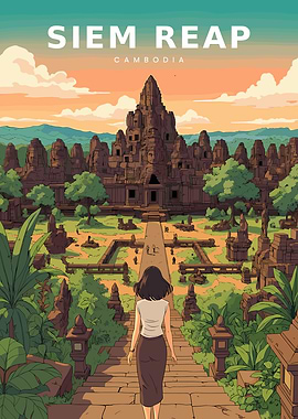 Siem Reap Cambodia Travel Poster