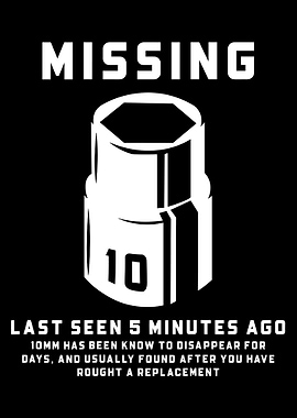 Missing 10mm Socket Poster, Funny Mechanic Tool Humor Print, Garage Wall Art Decor