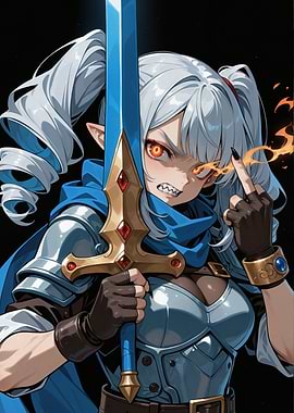 Angry Elf Warrior with Fiery Eyes