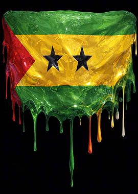 Dripping Flag of Sao Tome and Principe