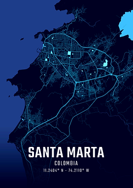 Santa Marta Midnight City Map