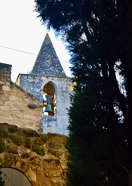 Ancient Bell Tower with Cypress Tree