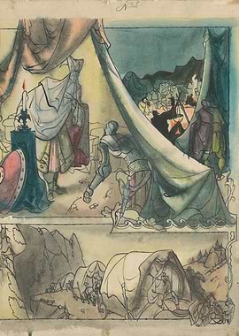 Medieval Tent Scene with Soldiers