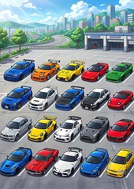 Anime Car Collection Parking Lot