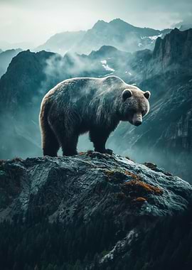 Bear on a Mountain Peak