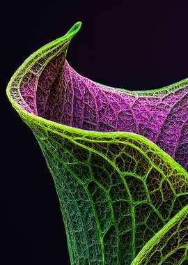 Electric Bioluminescent Leaf Macro