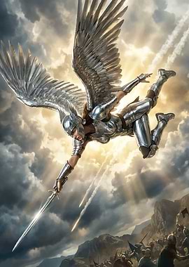 Winged Warrior Descends into Battle