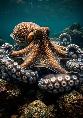 Octopus on Rocky Seabed