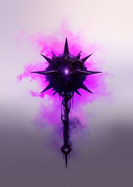 Dark Spiked Mace with Purple Smoke
