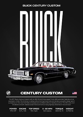 1977 Buick Century Custom Car Poster