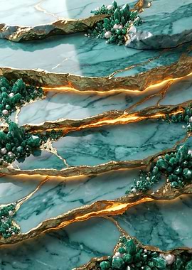 Emerald and Gold Geode Texture
