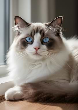Ragdoll Cat with Blue Eyes