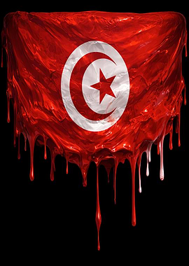 Tunisia Flag Dripping