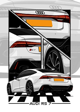 White Audi RS 7 Car Illustration