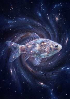 Cosmic Fish in Galaxy Swirl