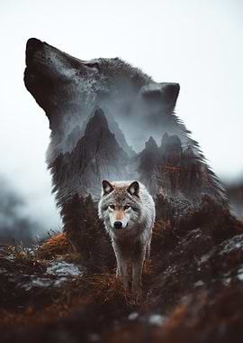 Wolf Howling in Misty Mountains