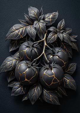 Dark Tomatoes with Gold Accents