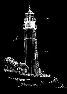 Lighthouse on a Rocky Shore