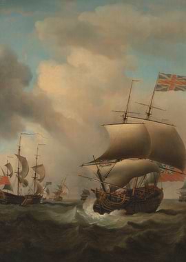 Naval Fleet in Stormy Seas