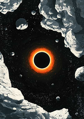 Black Hole in Space with Asteroids