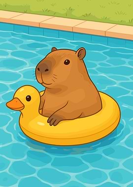 Capybara on a Duck Float