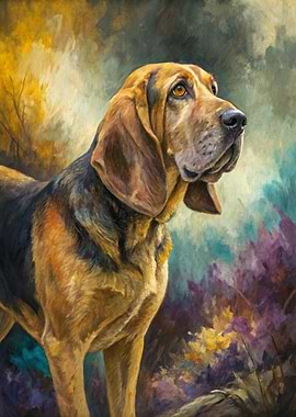 Bloodhound Portrait in Autumn