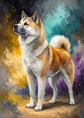 Akita Dog Painting
