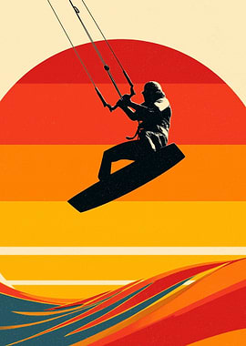 Kite Surfer Silhouette at Sunset