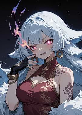 Anime Girl with Fiery Eyes