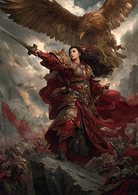 Warrior Woman with Eagle and Army