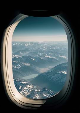 Aerial View of Snow-Capped Mountains and Lake