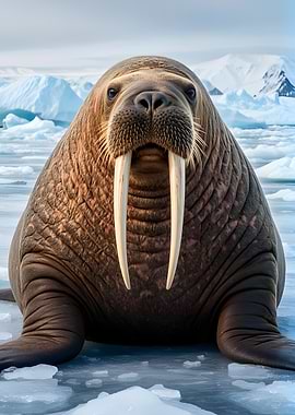 Close-up of a Walrus on Ice