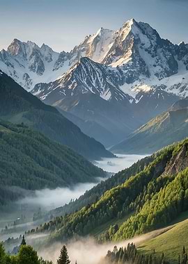 Misty Mountain Valley Sunrise