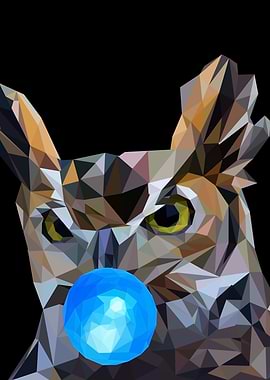 Low Poly Owl with Blue Bubble
