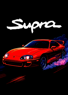 Red Supra Car Drifting