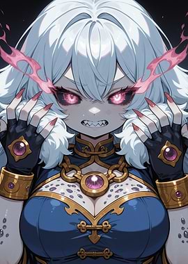 Angry Anime Character with Pink Eyes