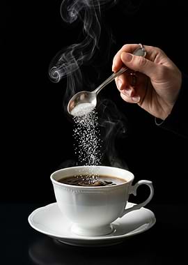 Adding sugar to hot coffee