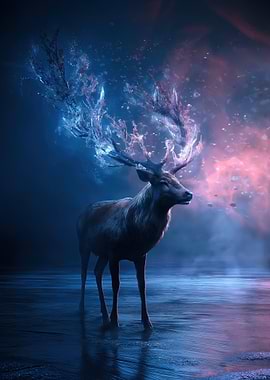 Magical Deer with Crystal Antlers