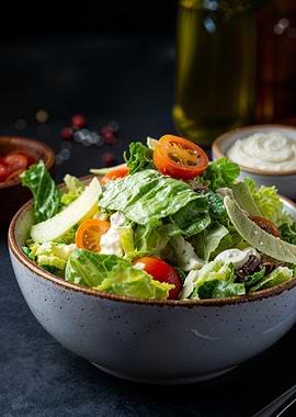 Fresh Caesar Salad with Tomatoes and Dressing