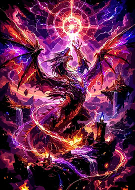 Dragon Unleashing Cosmic Energy