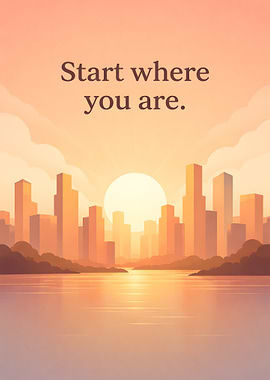 Sunrise over a city skyline