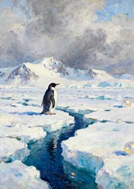 Penguin on Ice Floe