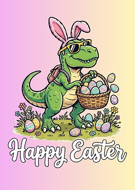 Dinosaur with Easter Basket