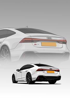 White Audi RS 7 Illustration