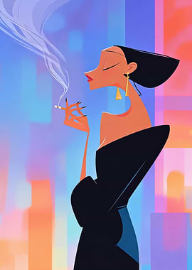 Stylish Woman Smoking in City