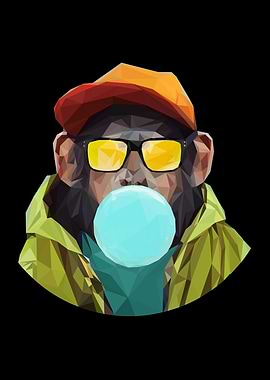 Stylized Monkey Blowing Bubble Gum